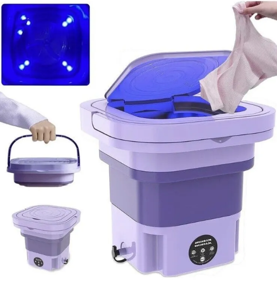 Mini Lavadora Portátil 8 L Morado Lavado Y Centrifugado